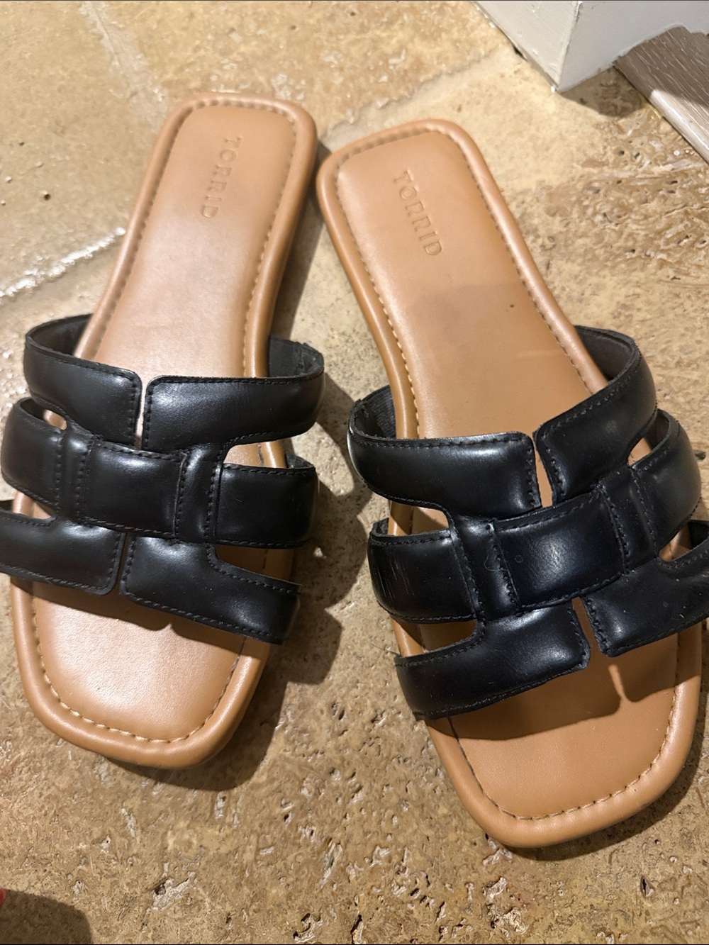 torrid Black Slide Mules with Tan Footbed